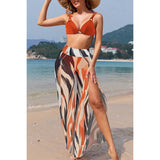 Printed Two Pieces Split Sheer Mesh Pants Swimsuit - MVTFASHION.COM