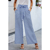 Elastic Waist Belt Pockets Wide Leg Pant - MVTFASHION.COM