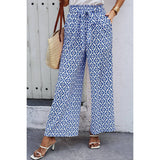 Elastic Waist Belt Pockets Wide Leg Pant - MVTFASHION.COM