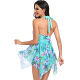 Floral Asymmetrical Halter Sleeveless Swimsuits - MVTFASHION.COM