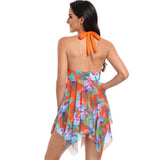 Floral Asymmetrical Halter Sleeveless Swimsuits - MVTFASHION.COM