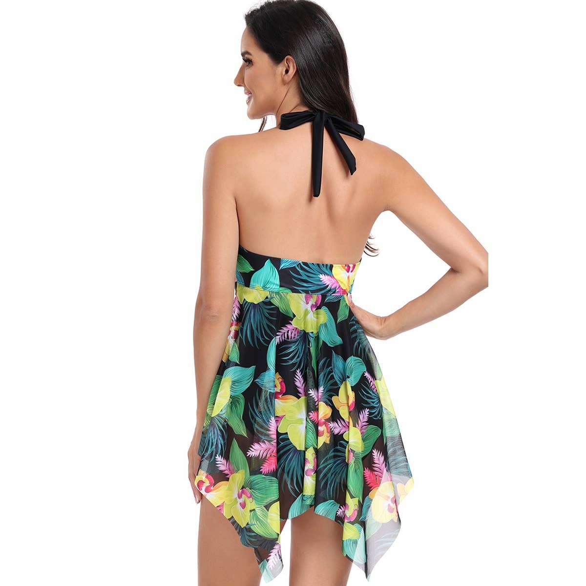 Floral Asymmetrical Halter Sleeveless Swimsuits - MVTFASHION.COM