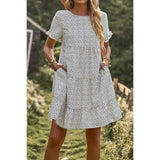 Floral Dot Ruffle Loss Fit Babydoll Dress - MVTFASHION.COM