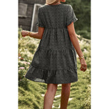 Floral Dot Ruffle Loss Fit Babydoll Dress - MVTFASHION.COM