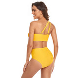 Floral One Shoulder Ruffles Split High Waist Sets - MVTFASHION.COM