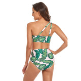 Floral One Shoulder Ruffles Split High Waist Sets - MVTFASHION.COM