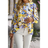 Floral Print Color Block Lace Blouse Top - MVTFASHION.COM