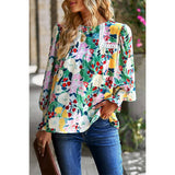 Floral Print Color Block Lace Blouse Top - MVTFASHION.COM