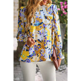 Floral Print Color Block Lace Blouse Top - MVTFASHION.COM