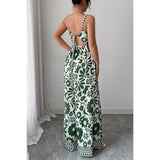 Floral Print High Waist Split Wide Leg Fit Jumpsuit - MVTFASHION.COM
