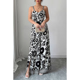 Floral Print High Waist Split Wide Leg Fit Jumpsuit - MVTFASHION.COM