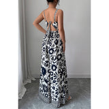 Floral Print High Waist Split Wide Leg Fit Jumpsuit - MVTFASHION.COM
