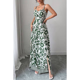 Floral Print High Waist Split Wide Leg Fit Jumpsuit - MVTFASHION.COM