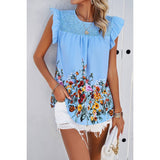 Floral Print Round Neck Ruched Loose Fit Top - MVTFASHION.COM