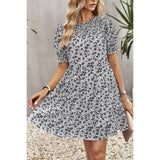 Floral Print Ruffle Color Block A Line Hem Ruched Dress - MVTFASHION.COM