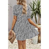 Floral Print Ruffle Color Block A Line Hem Ruched Dress - MVTFASHION.COM