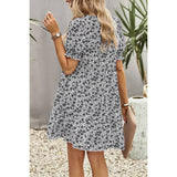 Floral Print Ruffle Color Block A Line Hem Ruched Dress - MVTFASHION.COM