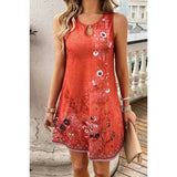 Floral Print Sleeveless Cut Out Fit Short Dress - MVTFASHION.COM