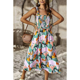 Floral Print Sleeveless Square Neck Fit Dress - MVTFASHION.COM