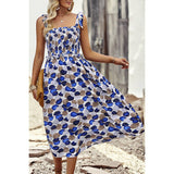 Floral Print Sleeveless Square Neck Fit Dress - MVTFASHION.COM