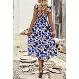 Floral Print Sleeveless Square Neck Fit Dress - MVTFASHION.COM