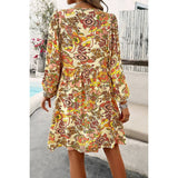 Floral Print V Neck Loose Fit Tank Ruffle Dress - MVTFASHION.COM