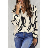 Floral Print V Neck Ruffle Puff Sleeve Top - MVTFASHION.COM