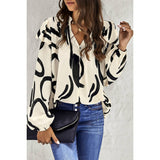 Floral Print V Neck Ruffle Puff Sleeve Top - MVTFASHION.COM