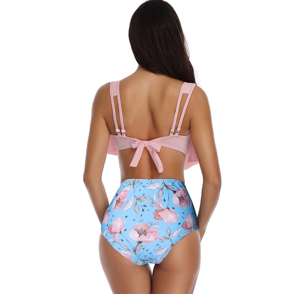 Floral Printed Ruffles Ruffle High Waist Swimsuit - MVTFASHION.COM