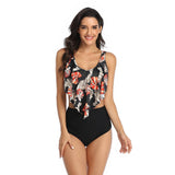 Floral Printed Ruffles Ruffle High Waist Swimsuit - MVTFASHION.COM