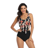 Floral Printed Ruffles Ruffle High Waist Swimsuit - MVTFASHION.COM