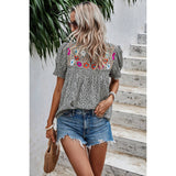 Floral Puff Sleeve Loose Fit Ruffle Blouse - MVTFASHION.COM