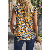 Floral Ruffle Collar Flutter Sleeve Top - MVTFASHION.COM