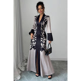 Floral V Neck Fit Long Lantern Sleeve Dress - MVTFASHION.COM