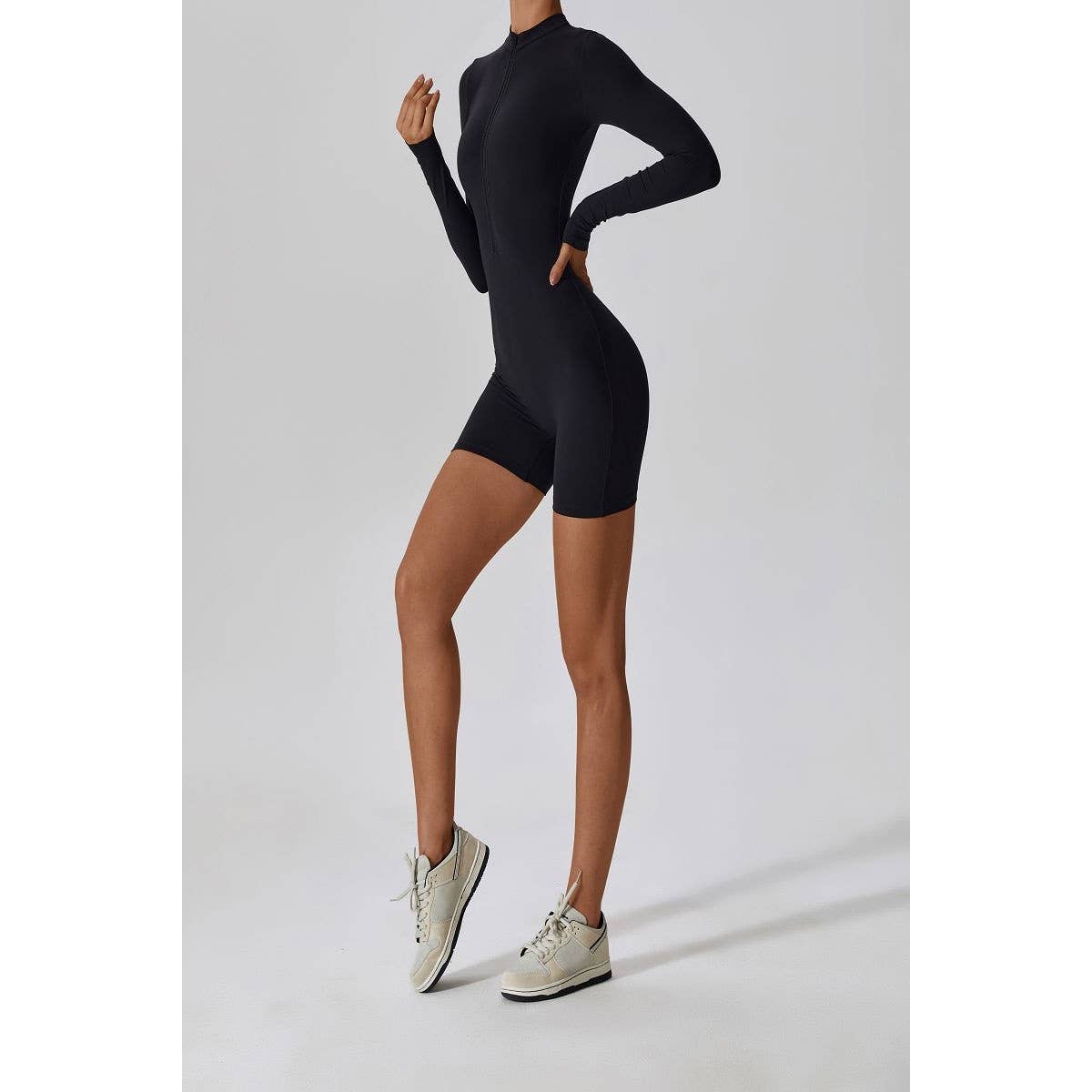 Front Open Zipper Sports Tight Yoga Jumpsuit - MVTFASHION.COM