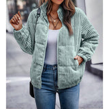 Fuzzy Pocket Zipper Strip Coat Jacket - MVTFASHION.COM