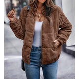 Fuzzy Pocket Zipper Strip Coat Jacket - MVTFASHION.COM