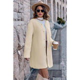 Fuzzy Snap Down Drop Shoulder Loose Fit Coat - MVTFASHION.COM