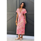 Geometric Print Twist Design Short Sleeve Fit Dress - MVTFASHION.COM