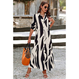 Graphic Print Button Down Loose Fit Long Dress - MVTFASHION.COM