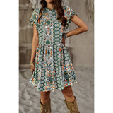 Graphic Print Color Block Scoop Neck Loose Fit Dress - MVTFASHION.COM