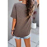 Half Zipper Button Trim Asymmetrical Hem Fit Top - MVTFASHION.COM