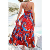 Halter Cross Back High Waist Deep V Neck Dress - MVTFASHION.COM