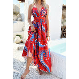 Halter Cross Back High Waist Deep V Neck Dress - MVTFASHION.COM