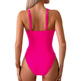 Halter Cross Cut Out One Piece Swimsuit - MVTFASHION.COM