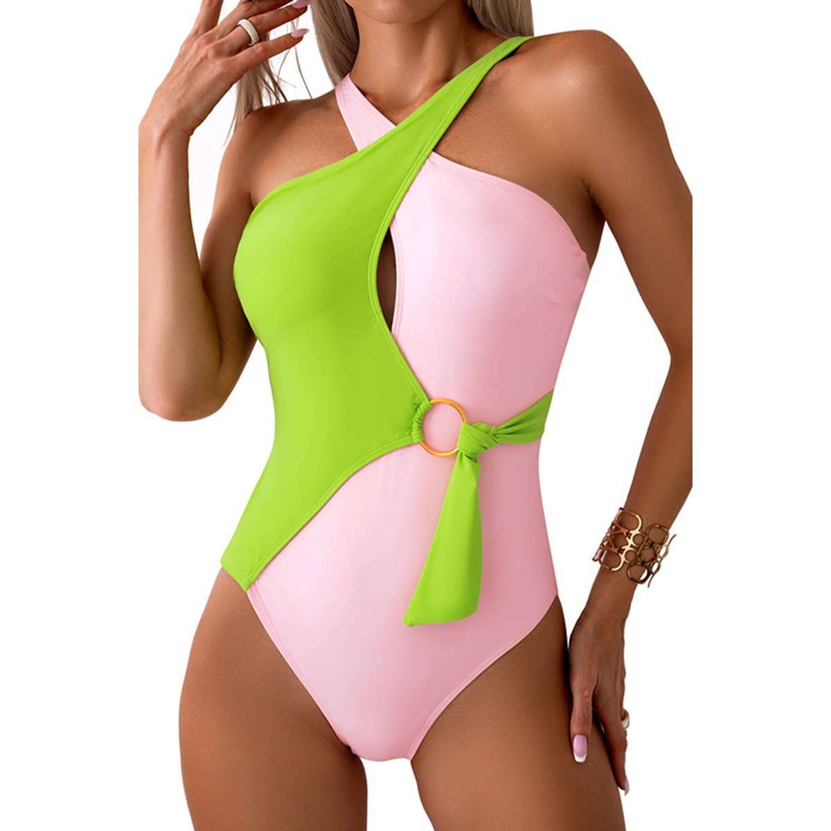 Halter Cross Cut Out One Piece Swimsuit - MVTFASHION.COM