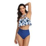 Halter Cut Out High Waist Coconut Tree Swimsuit - MVTFASHION.COM