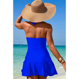 Halter Neck Twisted Tie Knot Front Dress Swimsuit - MVTFASHION.COM