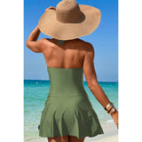 Halter Neck Twisted Tie Knot Front Dress Swimsuit - MVTFASHION.COM