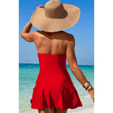 Halter Neck Twisted Tie Knot Front Dress Swimsuit - MVTFASHION.COM